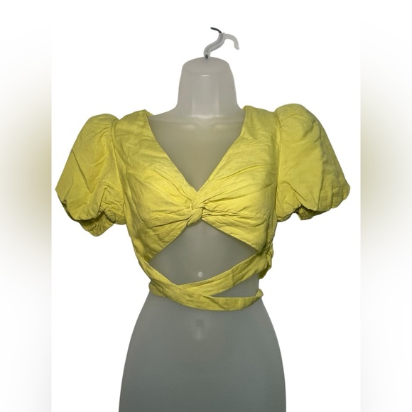 Astr The Label Citrus Nuria Linen Blend Crop Top Size Small - Picture 3 of 7